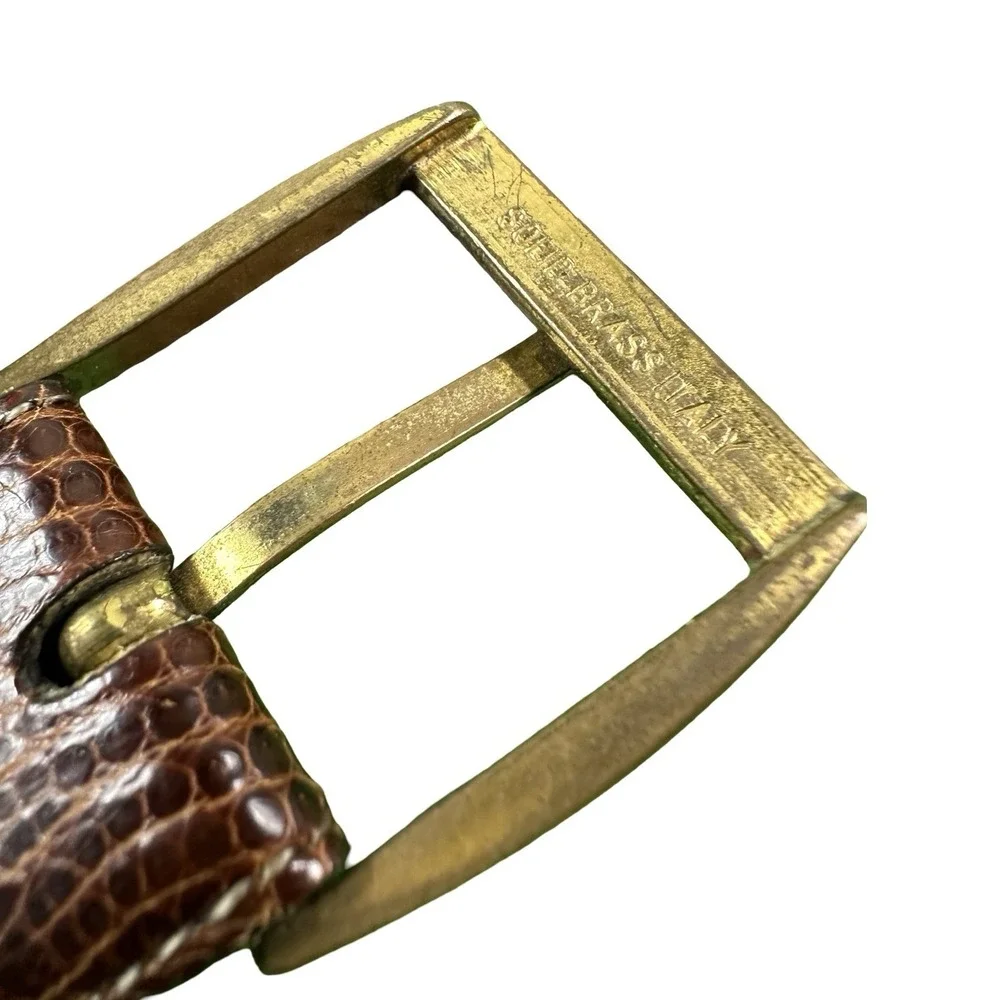 Torino Calcutta Lizard Brown 1.25 Inch Width Mens Size 42 Brass Buckle